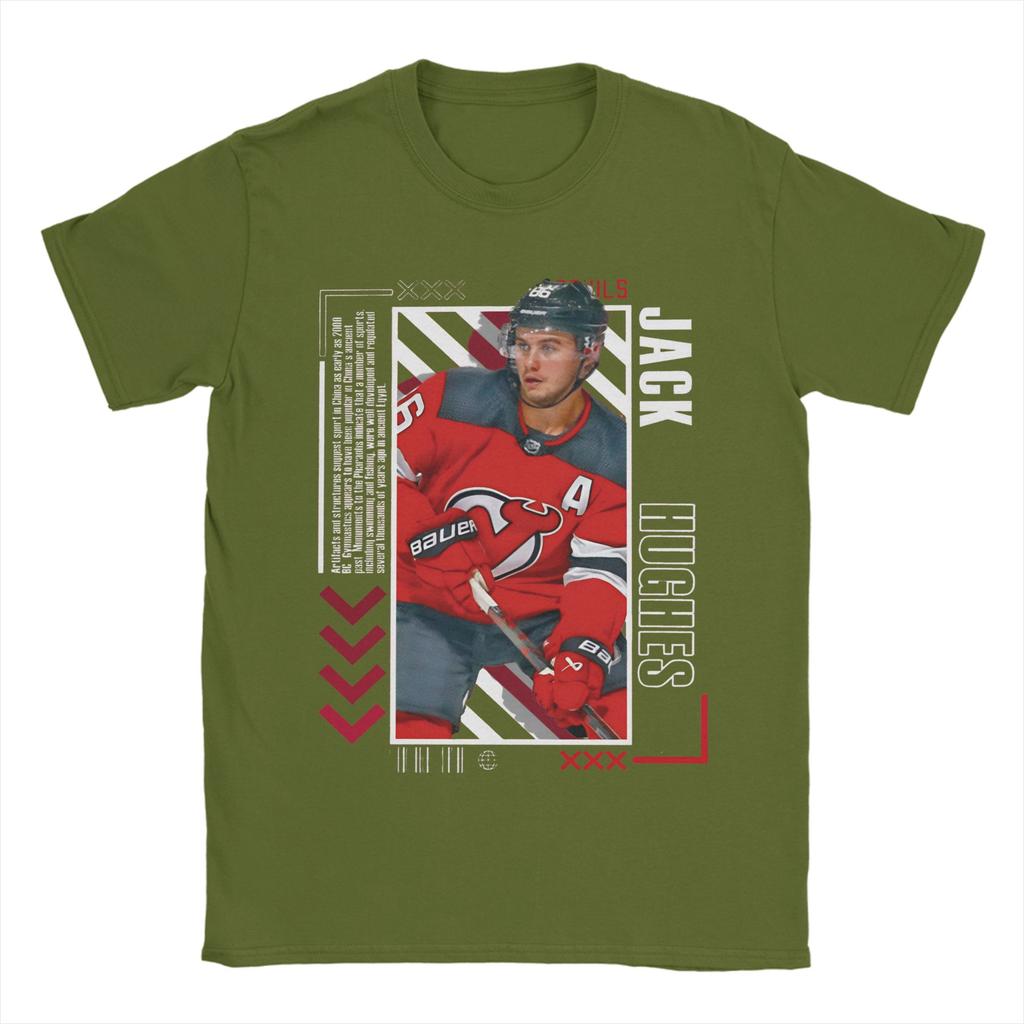 Jack Hughes Hockey Paper Poster Men T Shirt Vintage Tees Short Sleeve Round Collar TShirt Cotton Plus Size Clothes
