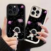 JT118 Мультяшный Космос Милый Астронавт для iPhone 17 16 15 Pro Max Samsung S26 S25 S24 Ultra A17 A16 A07 A56 A06 Xiaomi 15T Redmi 15c 14c Мягкий Чехол из ТПУ