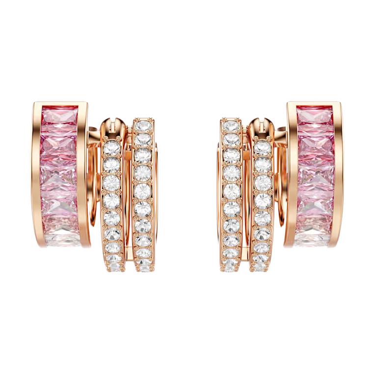 Swarovski Connexus Серьги-кольца с большим полым кругом и фианитами Унисекс Золотой Розовый 5741333