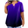 Fashion Plus Size Women's Casual Short Sleeve Round Neck Gradient Print T-shirt With Pockets
