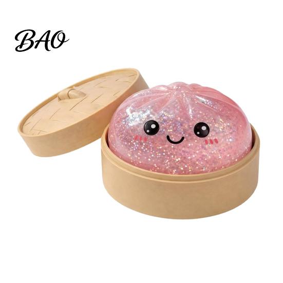 Glitter Squeeze Toy Steamed Bun Toy, Cute Dumpling Stress Relief Ball, Anxiety Slow Rising Decompression for Desk, Kawaii Fidget Gift Squeezable