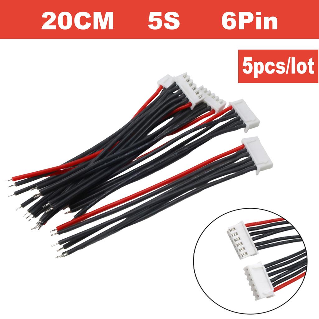 5 шт. Кабель для балансировки JST-XH 1S 2S 3S 4S 5S 6S 7S 8S 22AWG Силиконовый провод 20 см Разъем мама Удлинитель RC Lipo IMAX B6