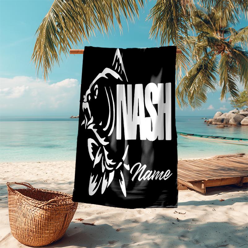 Personalized customized proof beach towel with Nash logo pattern - soft, absorbent,quick-drying,perfect swimming,camping&bathing
