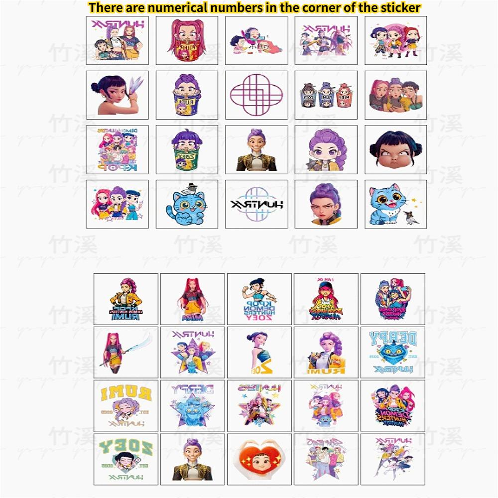 Набор тату-наклеек «Охотница на демонов Руми Кан» 20 штук KPOP Аниме Трендовые аксессуары | Звездный идол в том же стиле Водонепроницаемые Легко наклеиваются