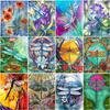 5D DIY Diamond Painting Dragonfly Flower Full Round Diamond Mosaic Landscape Diamond Embroidery Kit Rhinestone Home Decoration