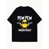 Oversized T Shirt Black Chick With Guns Pew Pew MadaFakas Print Casual Streetwear Fashion Unisex Top For Men Women Daily Wear Party Outfit