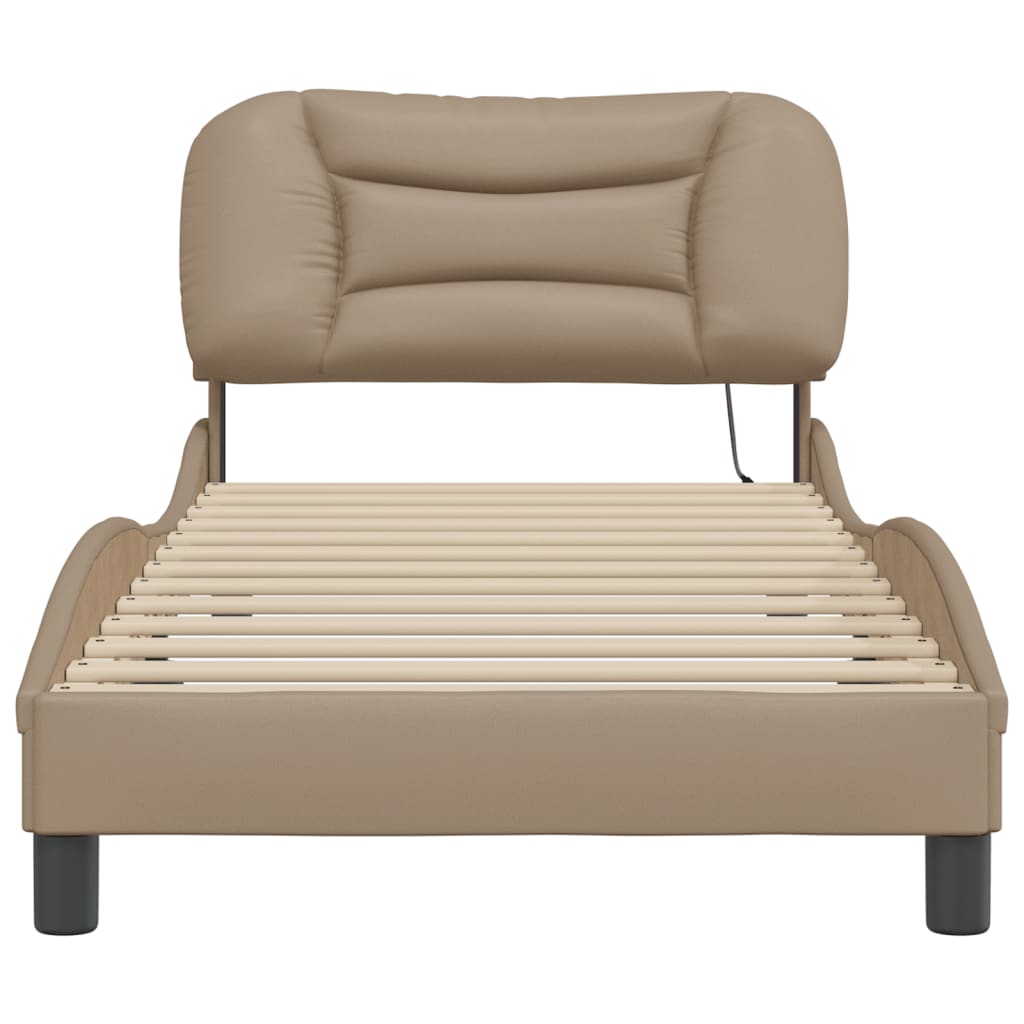 LED Bed Frame without Mattress Hvar Cappuccino Brown 90 x 190 cm