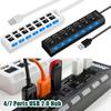 1/2 шт. 4/7 портов USB 2.0 светодиодный адаптер-концентратор с переключателем включения/выключения питания для ноутбука