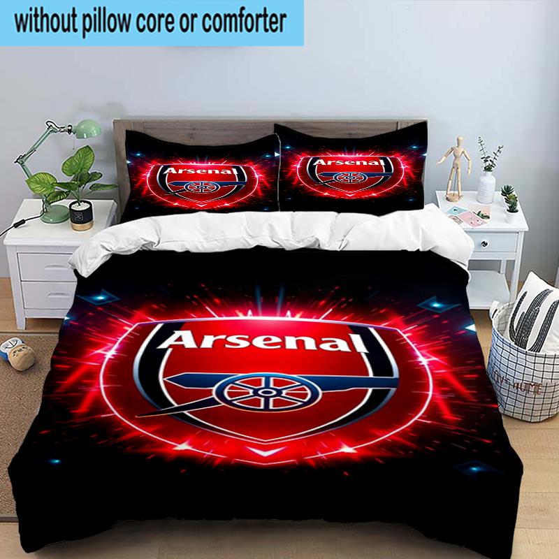 Arsenal Football Club Crest 3PCS Bedding Set 2D Printing (Includes 1 Duvet Cover + 2 Pillowcases Coreless), Bedroom decor,Fan gift