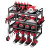 Power Tool Organizer Wall Mount, 4-Layer Storage Rack with 4 Drill Holders, Tools Holder and Storage Rack with Screwdriver Holder, Garage Tool