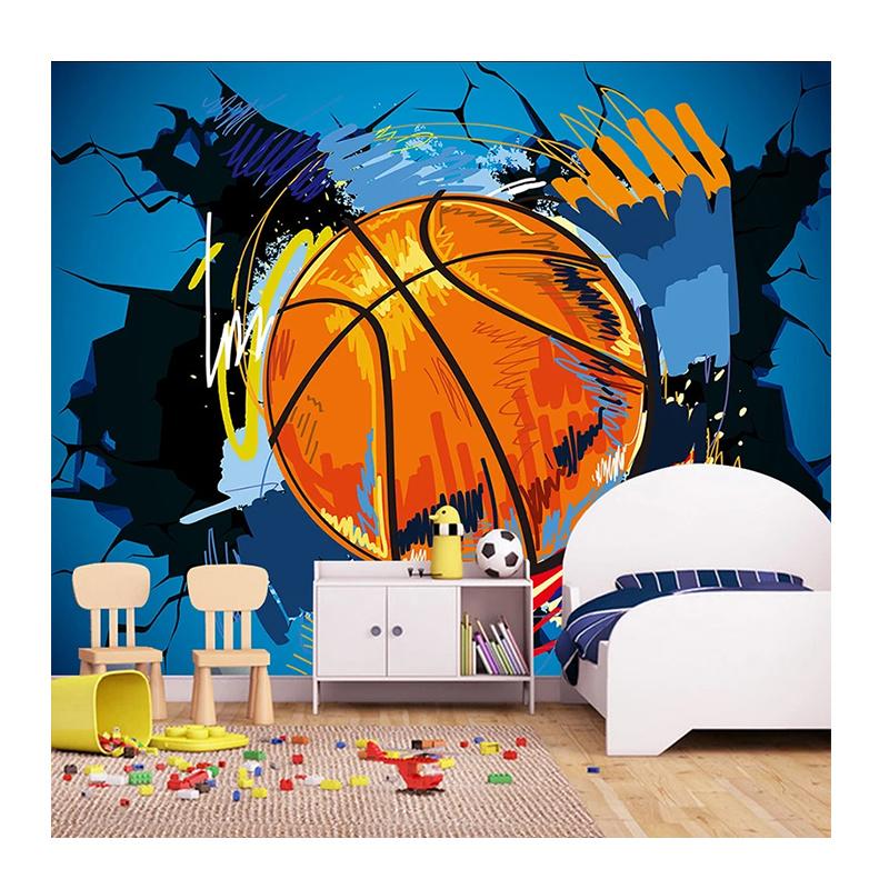 3d Photo Wallpaper Modern Simple Basketball Broken Wall Mural Graffiti Art Wall Painting Wallpaper