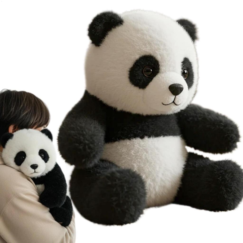 Panda Stuffed Doll Realistic Tabletop Pandas Plush Toy  Stuffed Animal Doll Collectible Decoration Emotional Soothing Companion