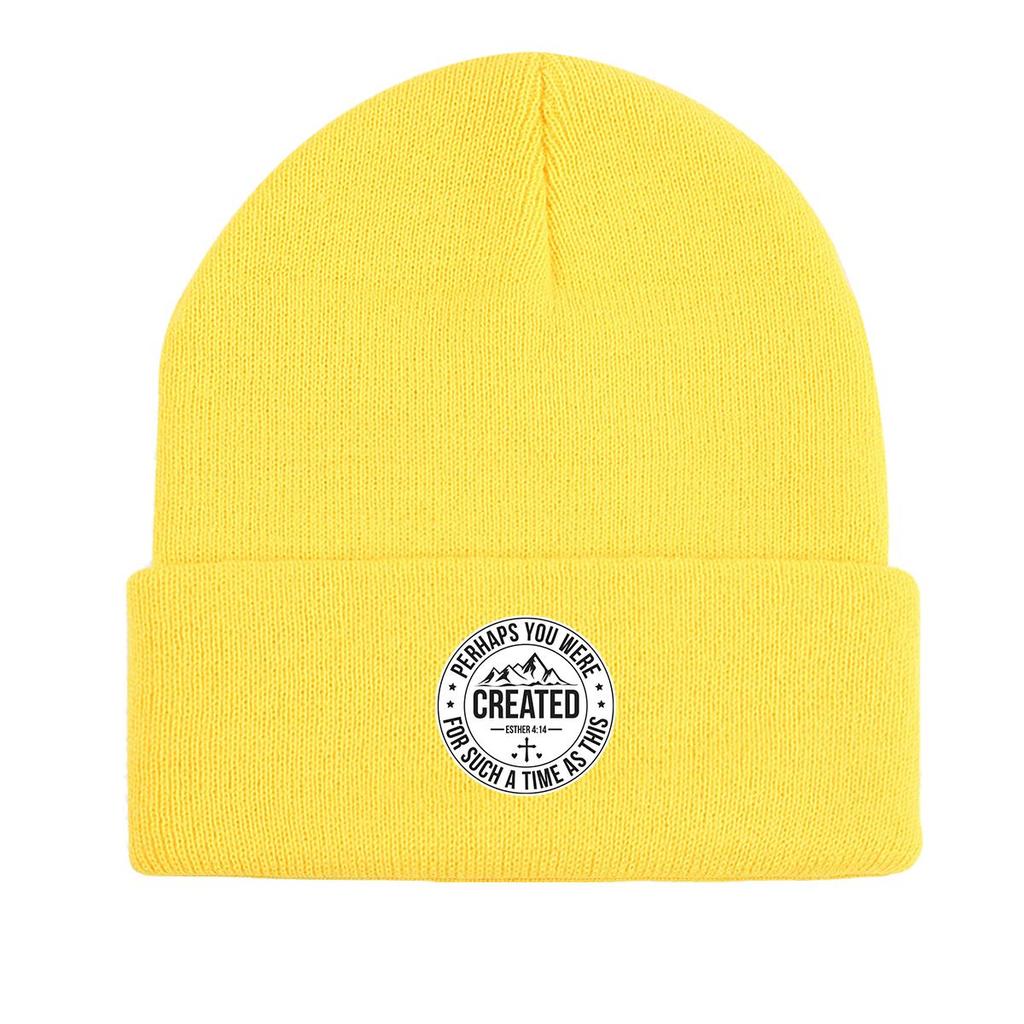 YOU WHERE CREATED" Зимняя вязаная шапка Beanie, Текст Skullies Beanies Эластичные мешковатые повседневные шапки с помпоном Вязаная шапка Beanie