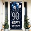 10th Birthday Door Cover Decoration 71 x 35 Inch Blue and Silver Balloon Banner for Tenth Birthday Party Supplies Happy 10 Years Old Photo Booth