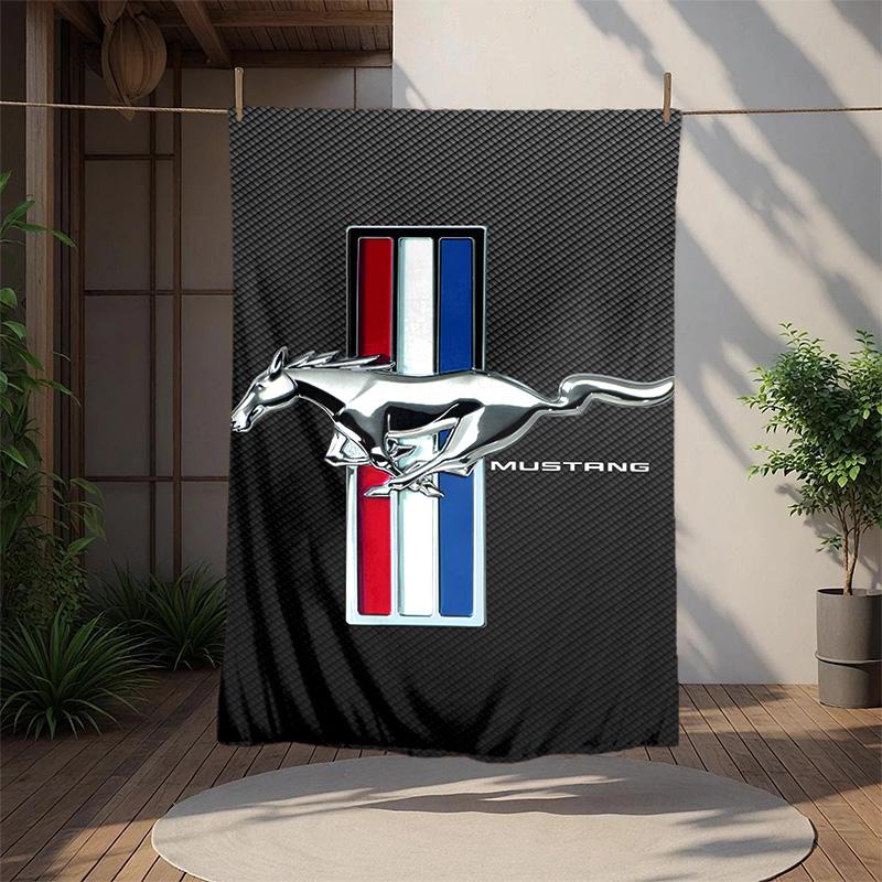 Mustang Flannel Blanket Soft Warm All-Season Throw, Design for Camping, Car Travel, Hiking Sofa, Bed, Office Perfect Gift for Parties