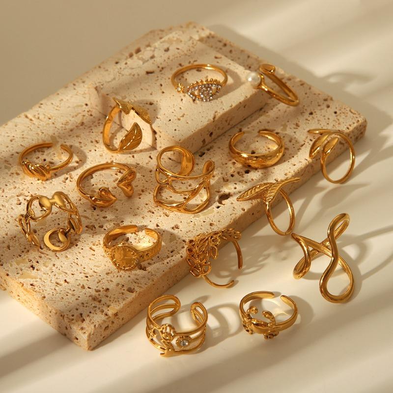 Titanium Steel Ring Jewelry Aesthetic Adjustable Stainless Steel Ring Ornament Exaggerated Opening Jewelry Accessories for Women's Banquet Occasions