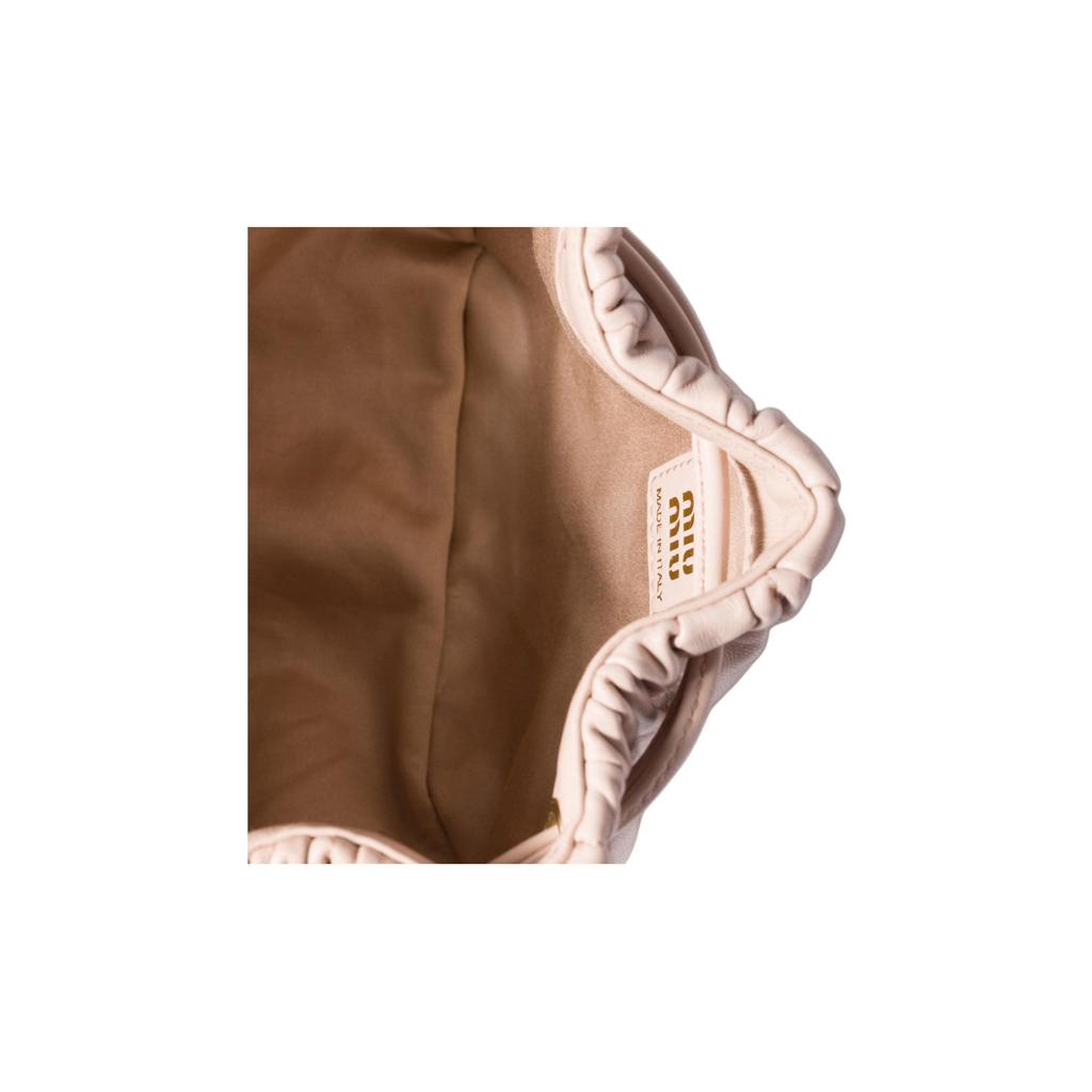 MIU MIU Matelassé Logo Lambskin Clutch Women Clutch Pink 5ND022_AFPP_F0236