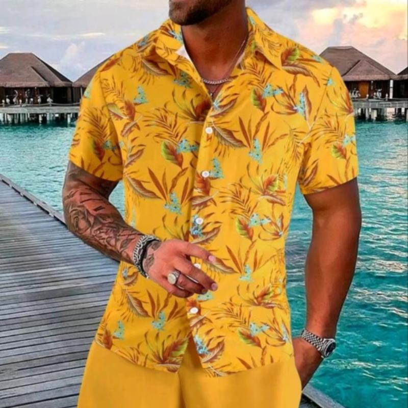 Новейший мужской костюм с принтом в стиле пэчворк, шорты с короткими рукавами и лацканами, спортивный пляжный костюм S-3XL