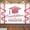2D Graduation Party Backdrop Rose Gold Cap & Ribbon Background Cloth