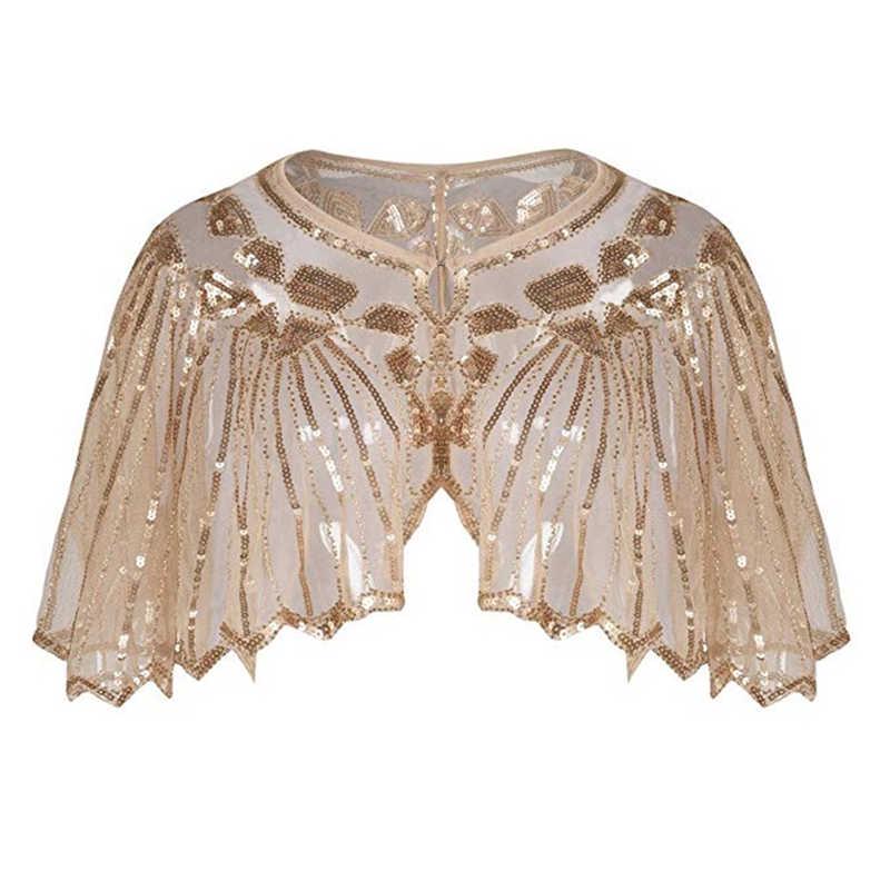 Wedding Dress Shawls Shawl Beaded Sequin Deco Evening Cape Flapper Cover Up Poncho