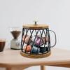 Coffee Pod Holder Basket Metal Wire Cup Shaped Wooden Capsule Container for Kitchen