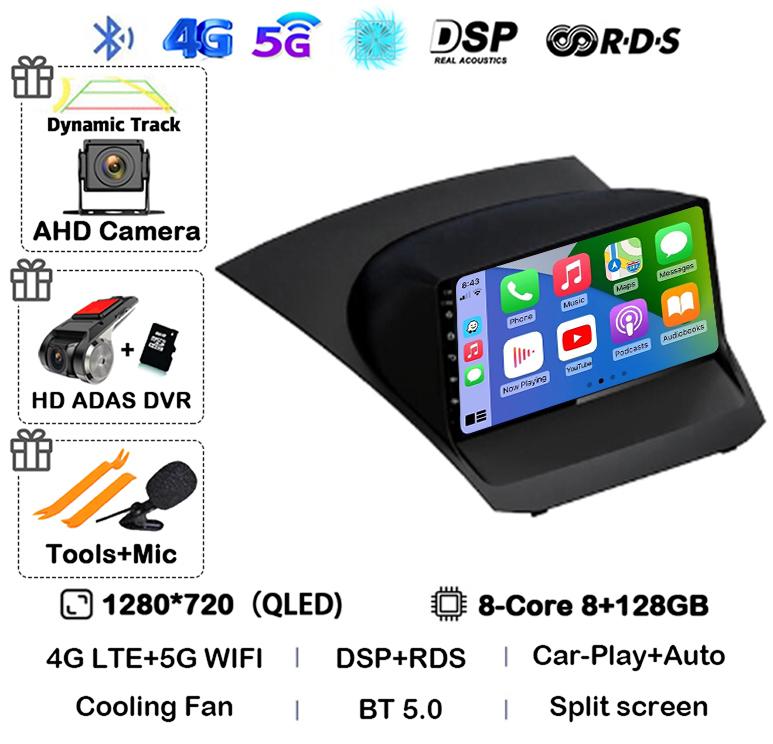 Android 14 Carplay Auto 4G+WIFI для Ford Fiesta 2009-2017 Автомобильное радио Мультимедиа Стерео Видеоплеер Навигация GPS 360 Caemra DSP