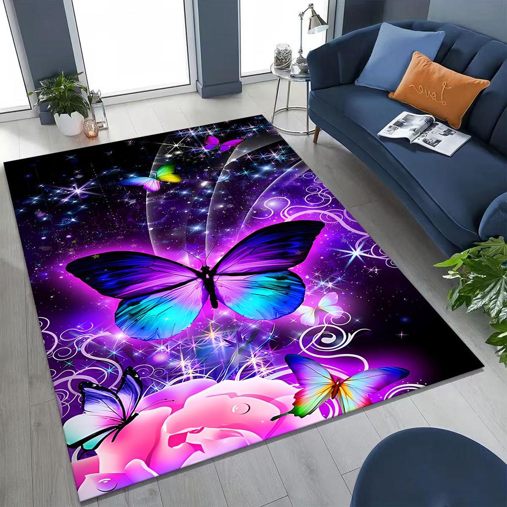 27 Style Dream Butterfly Flower Cartoon Rug for Bedroom Living Room Sofa Home Doormat Decor,Large Kids Play Non-slip Floor Mat