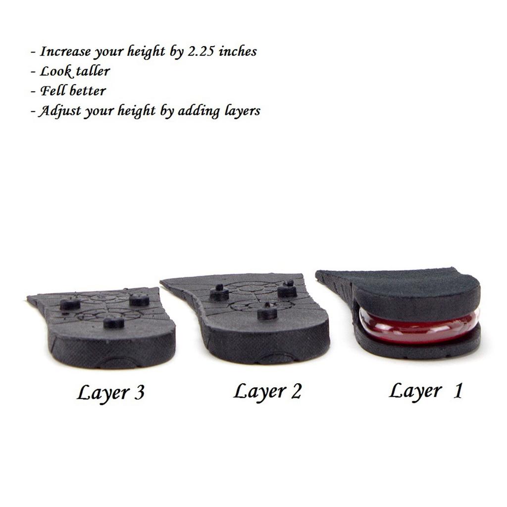 Мужские и женские повышенные стельки, 3-слойные повышенные резиновые туфли для подъема стельки от боли, 2,25 дюйма
