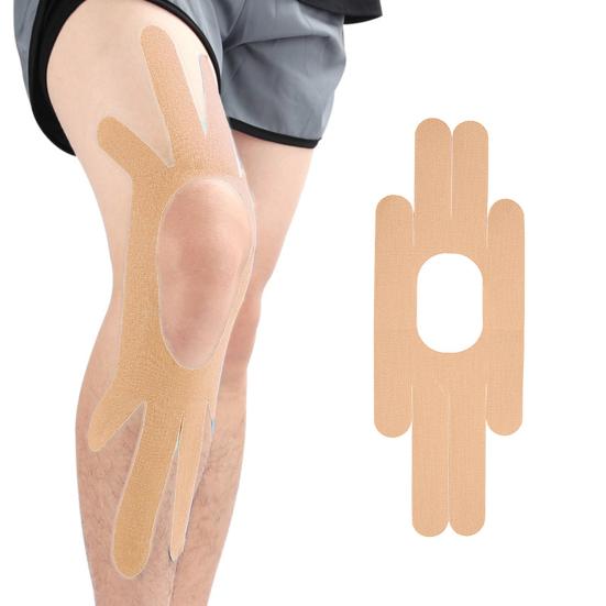 Кинезиологическая лента для колена, предварительно вырезанный тейп на колено, дышащая клейкая спортивная лента, эластичная спортивная лента, поддержка мышц для бега, пешего туризма, верховой езды