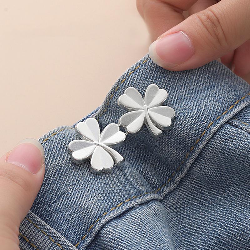 1/10Pair Required Button Adjust Waistline No Sewing Clothing Accessory Four Leaf DIY Adjustable Tightener Waist Buckle No Staple