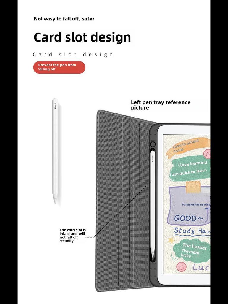 iPad Protective Cover with Pen Slot for 7th-10th Gen 10.9/10.2-inch, Pro 11-inch, Air 3-5, Mini 6