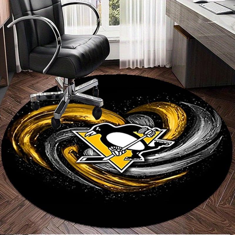 1PC Penguins Heart Logo Art Round Rug, Non-slip Chair Mat, Home Decor, Circle Carpet Perfect for Office, Bedroom, Living Room,Christmas gift