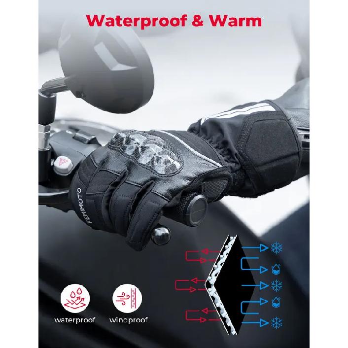 KEMIMOTO CE Motorcycle Gloves Winter Waterproof Warm Moto Guantes Touch Screen Motorbike Riding Gloves Carbon Fiber Protective