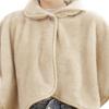 Yousheng Winter Short Shawl Buttoned Lapel Collar Imitation Lamb Wool Solid Color Windproof Warmth Oversized Shawl