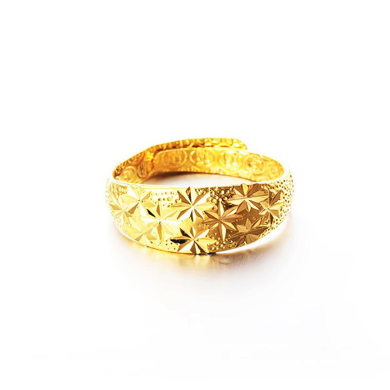 Sand Gold Ring for Women, Long-lasting Color Retention, Niche Sweet Imitation Gold Open Female Ring, Copper Alloy Accessories