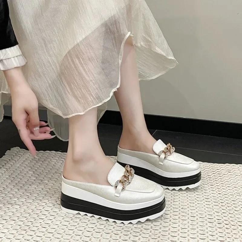 Роскошные дизайнерские туфли женские лоферы туфли-лодочки элегантные женские туфли на среднем каблуке 2024 кроссовки на платформе для девочек на танкетке большой размер 43