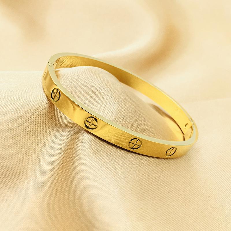 ALTERA Luxury LOVE Crystal 6mm Thickness Bangles High Quality PVD Stainless Steel Oval Bracelet No Fade Zircon for Women Gift