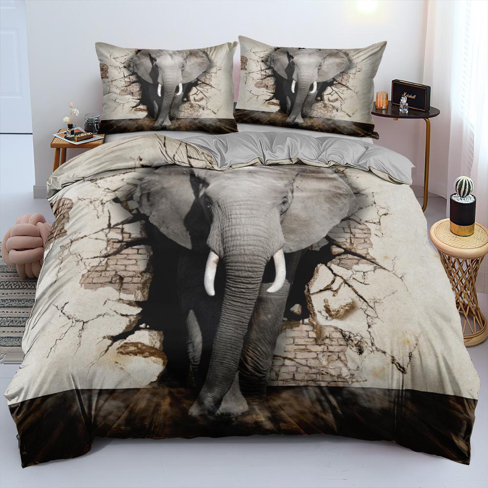 3D Elephant Pattern Bedding Set Bedding Set Bedroom Home Bedding Set Quilt Cover Pillow Case 2/3 Pieces Ultra Soft Home Decoration