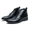 Ботинки челси мужские осень 2024 новые высокие кожаные туфли в британском стиле средней высоты черные рабочие костюмные короткие остроносые ботинки классические ретро
