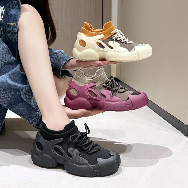 Модные трикотажные дышащие кроссовки для женщин, повседневная обувь смешанного цвета с комбинированным дизайном, легкие нескользящие летние кроссовки для бега