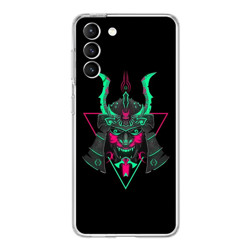 Чехол для телефона Samurai Oni Mask neon для Samsung Galaxy S22 S21 S20 FE Ultra 5G S10 S10E S9 S8 Plus Note 10 20 прозрачный силиконовый чехол