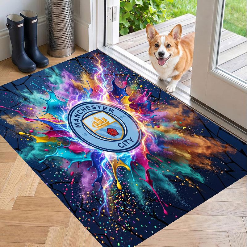 Soft Floor Carpet Manchester City Pattern Area Rug Decorative Mat For Home Room Decoration
