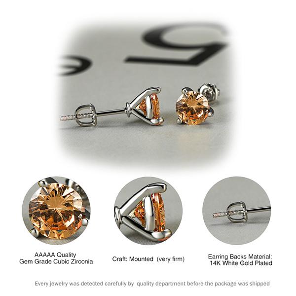 Fashion Women Three-Prong Martini Stud Earrings Silver Color Wedding Jewelry 12 Colors MIT