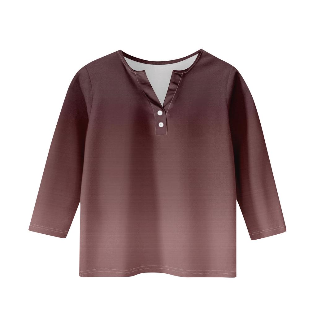 Детская футболка с рукавом 3/4, повседневная футболка с принтом, круглый вырез, блузка-пуловер