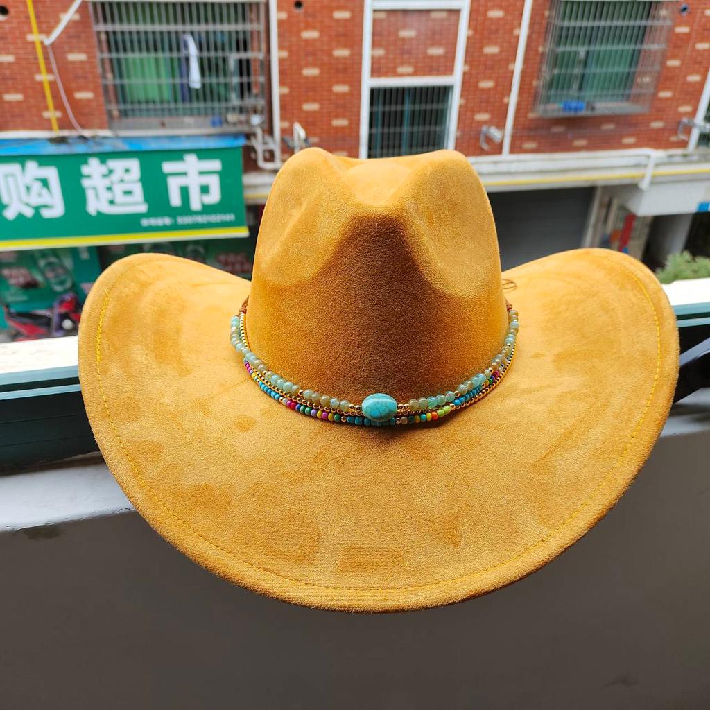 Замшевая шляпа Fedora Ковбойские шляпы в стиле вестерн Замшевая ковбойская шляпа в стиле вестерн Мужская и женская ковбойская шляпа с большими полями с каплевидным верхом