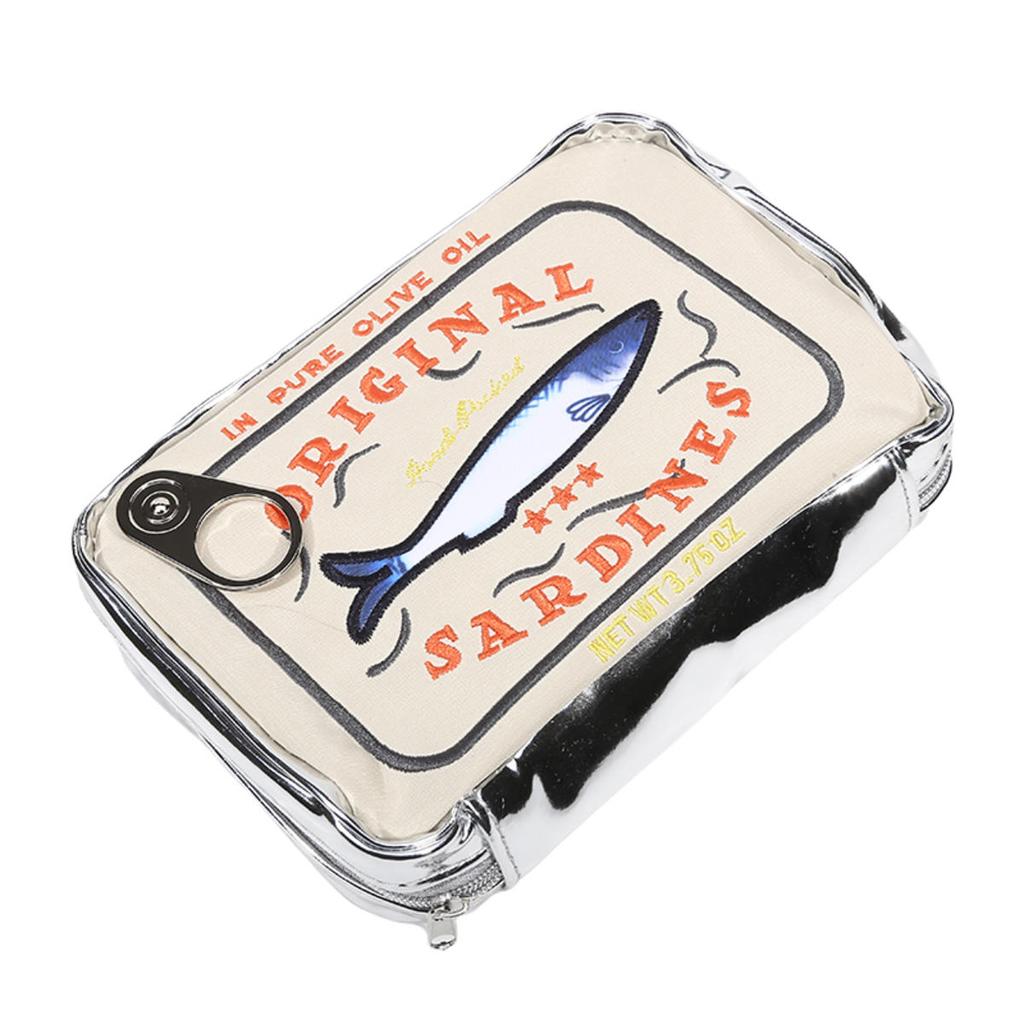 Funny Canned Sardines Makeup Bag for Lipstick Powder Hand Cream Creative Cosmetic Bag Travel Portable Zipper Bag