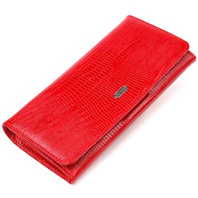 Лакированный женский кошелек из натуральной фактурной кожи CANPELLINI Wallet 21609 Красный