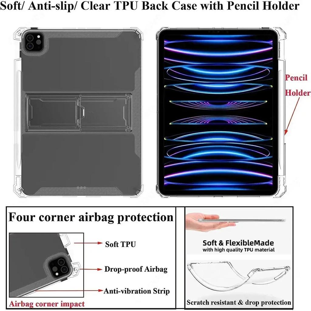 Чехол для XiaoMi Pad 5 Pro Pad 6, 11 дюймов, Pad 5 Pro, 12,4 дюйма, ультратонкий нескользящий мягкий чехол-подставка из ТПУ с держателем для карандашей.