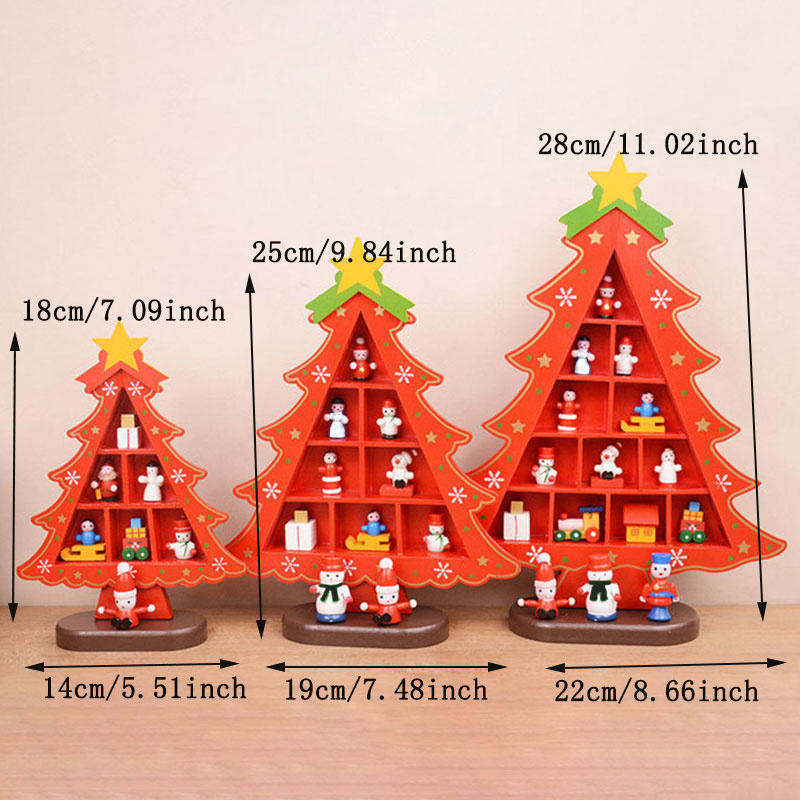 Mini Wood Christmas Tree Decoration Gift Cute Home Desktop Office Decor Party DIY Gift New-Year Children Present