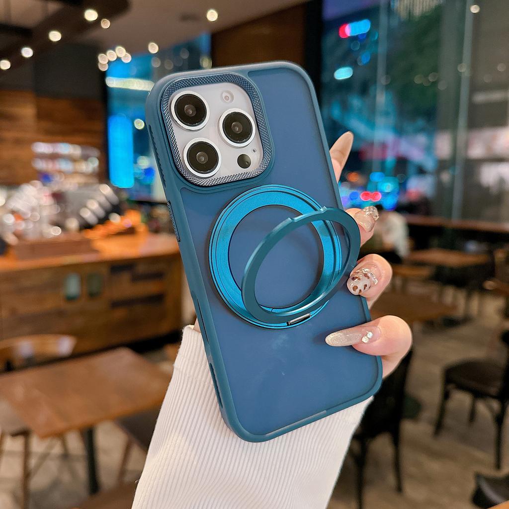 Applicable To Apple 16proMax Matte Rotary Bracket Mobile Phone Case IPhone 15 Magnetic 14 Anti-fall Protection Case